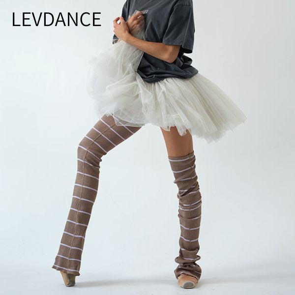 【LEVDANCE  /レヴダンス】ストライプ セミフレア レッグウォーマー